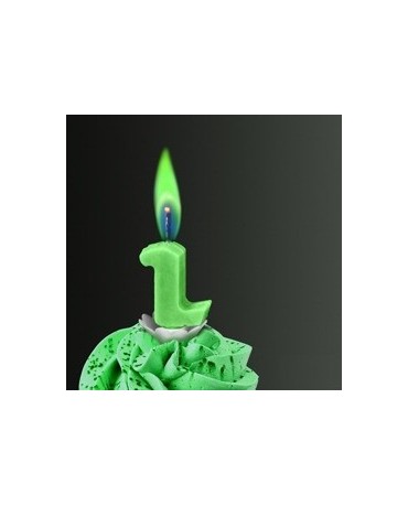 Sviečka - číslo 2 -zelený plameň