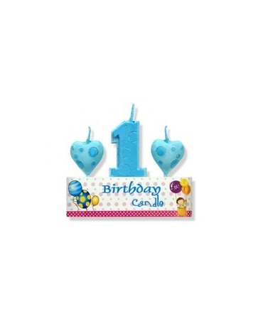 Sada sviečok modrá - č. 1  3ks