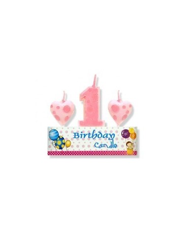 Sada sviečok ružová - č.1 3ks