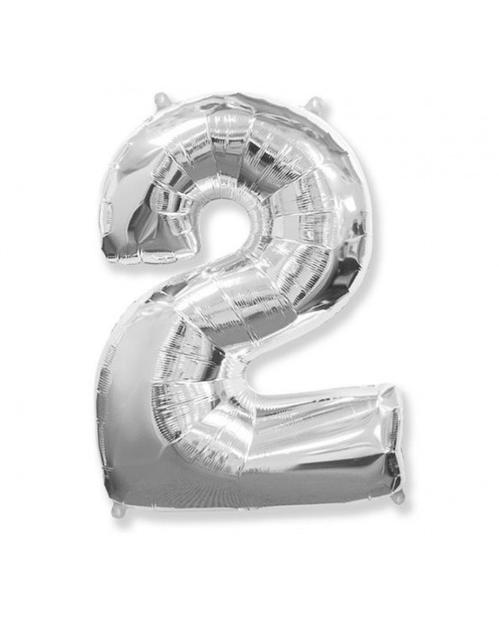 Fóliový balónik číslo - 2 strieborný 95cm 1ks/P55