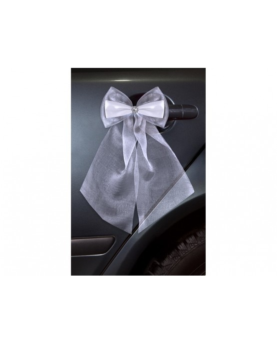 Ozdoba - mašľa  - biela  2ks