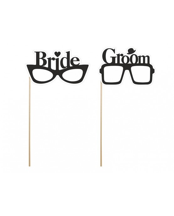 Rekvizity na fotenie - okuliare s nápismi Bride a Groom 2ks/P101