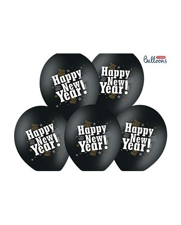 Latexové balóniky - čierne Happy New Year ! 30cm  10ks/P77