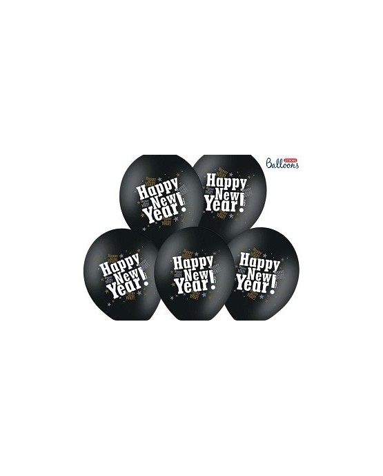 Latexové balóniky - čierne Happy New Year ! 30cm  10ks/P77