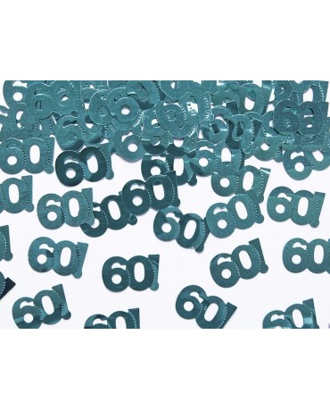 Kovovo - zelené  konfety číslice 60 - 15 g/P86