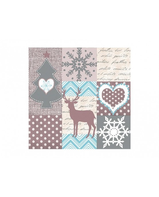 Servítky s motívom vianoc - béžovo - modré  33cm  20ks/P11