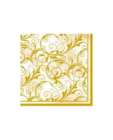 Servítky - krémové -zlaté vzory 20ks