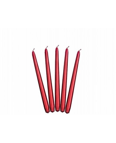 Sviečky - metalické červené 24cm 10ks/P86