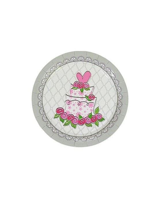 Tanieriky s motívom svadobná torta - 23cm 6ks/P218