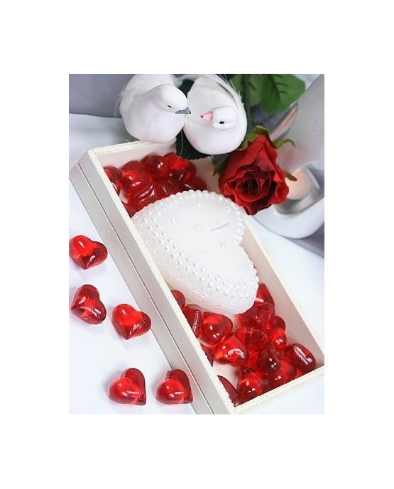 Dekorácia - kryšt. srdce -červené 2,1 cm - 30 ks