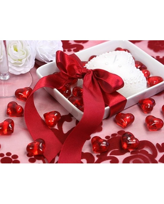 Dekorácia - kryšt. srdce -červené 2,1 cm - 30 ks