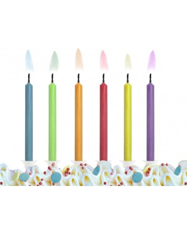 Sviečky - rôznofarebné plamene 6ks