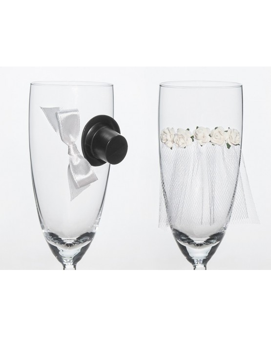 Poháre na šampanské - ženích a nevesta 2ks