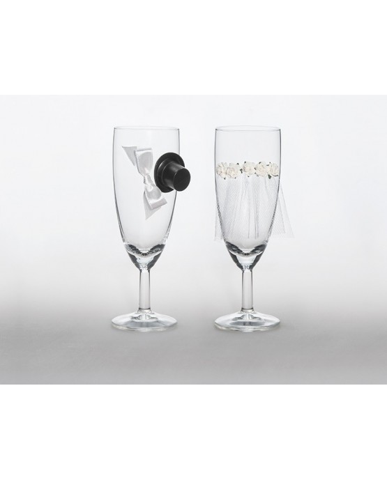 Poháre na šampanské - ženích a nevesta 2ks