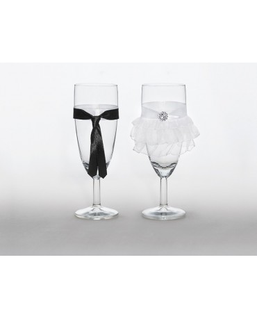 Poháre na šampanské- kravata a sukňa 2ks