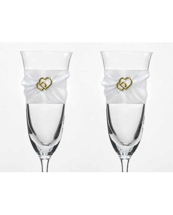 Poháre na šampanské - srdcia 2ks