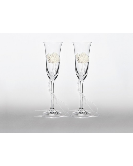 Poháre na šampanské - kvety 2ks