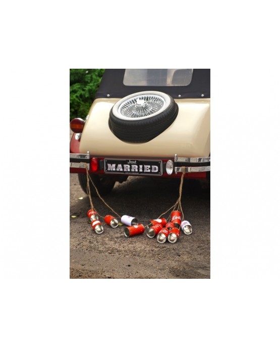 Svadobné plechovky na auto - RETRO 5ks