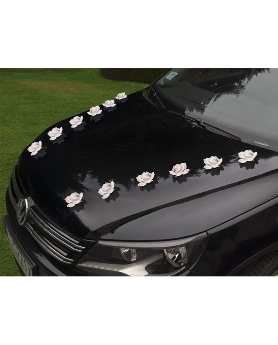Dekor. na auto -kvet - biely 9ks
