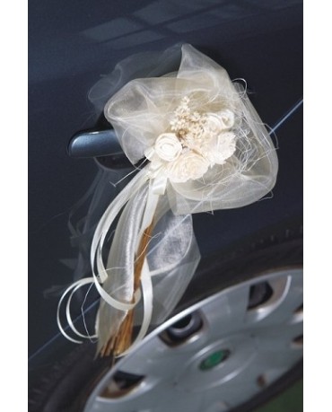 Dekor. na kľučky-kytica - krémová 2ks