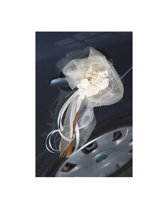 Dekor. na kľučky-kytica - krémová 2ks