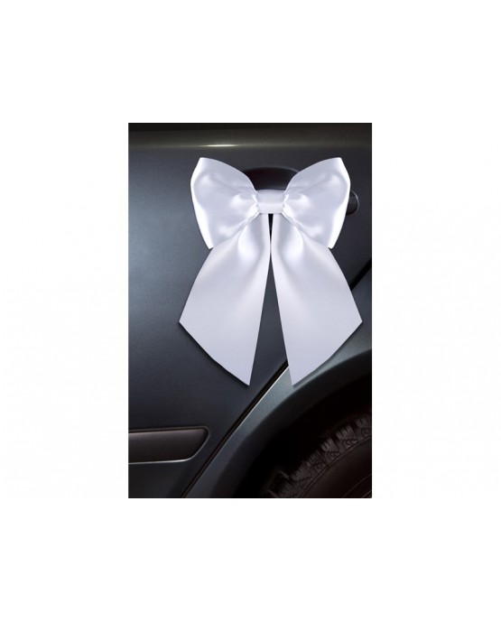 Dekor. na kľučky-saténová mašľa- biela 2ks