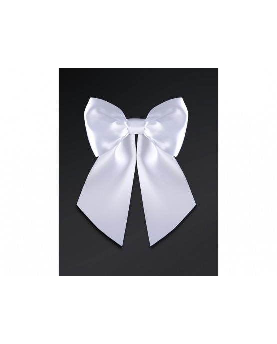 Dekor. na kľučky-saténová mašľa- biela 2ks