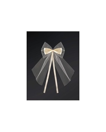 Dekor.-saténovo-tylová mašľa - krémová 2ks