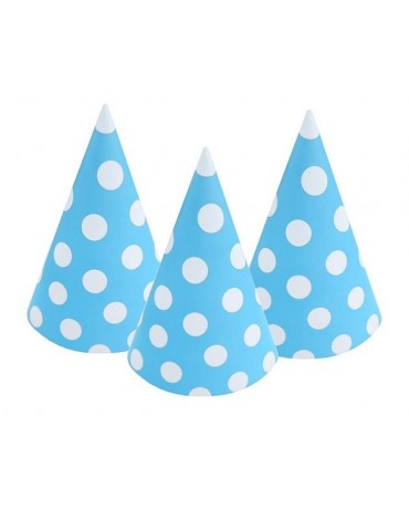 Klobúky modré- biele bodky 6ks
