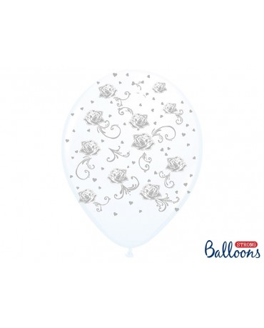 Latexové balóny biele- strieborné ornamenty 30cm 10ks