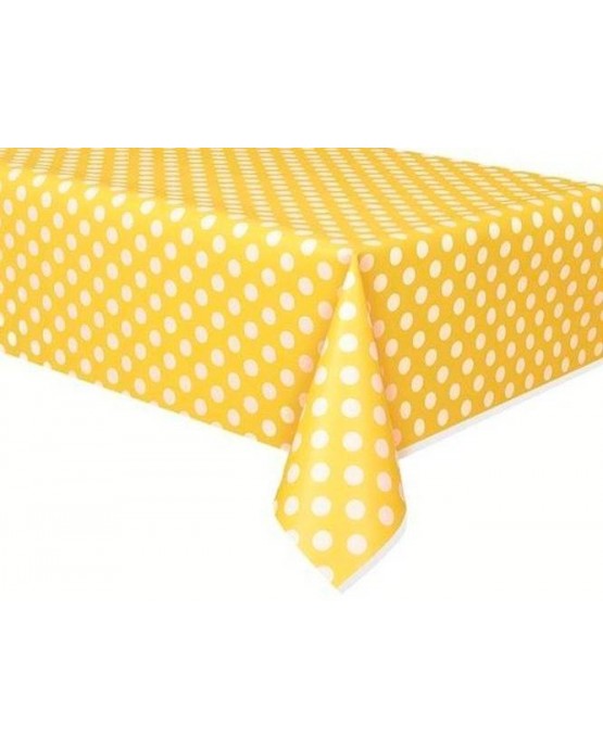 Obrus - žltý-biele bodky 137x274cm
