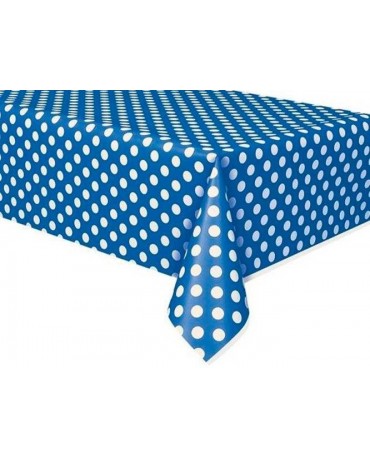 Obrus - tmavomodrý-biele bodky 137x274cm