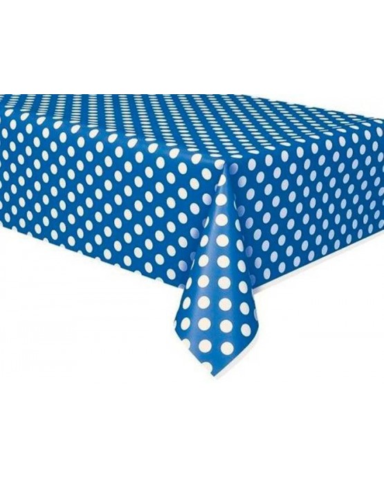 Obrus - tmavomodrý-biele bodky 137x274cm