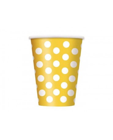 Poháre - žlté -biele bodky 355 ml 6ks
