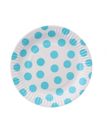 Tanieriky biele- tyrkysové bodky 18cm 6ks