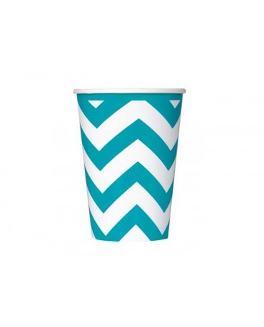 Poháre - tyrkysové- biele vlnky 355 ml 6ks