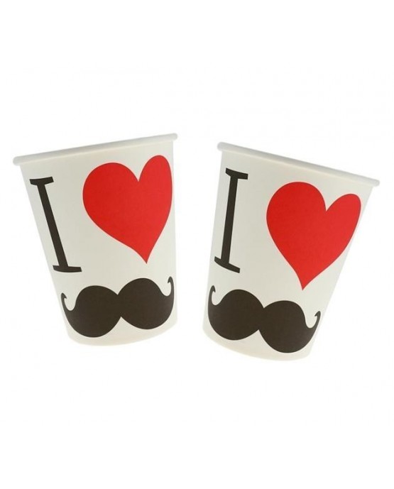 Poháre mustache-fúzy  270ml  8ks