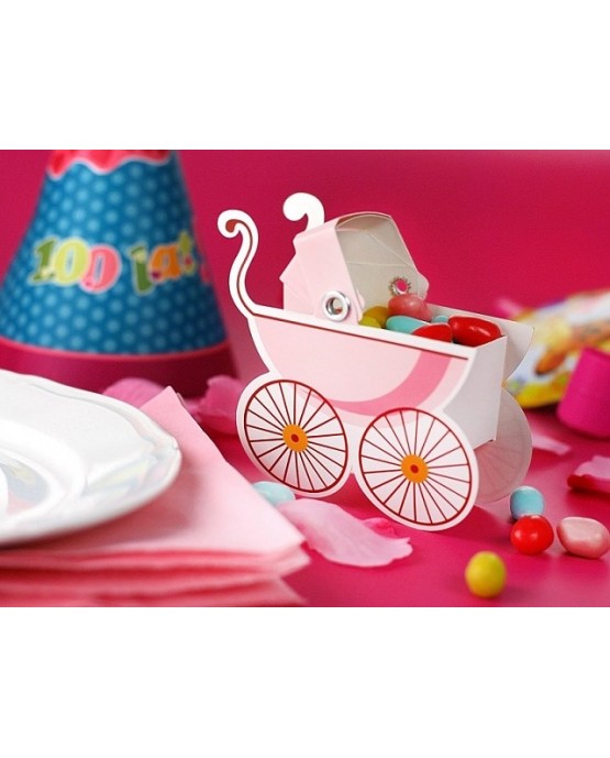 Papierová krabička - ružový kočík 10ks