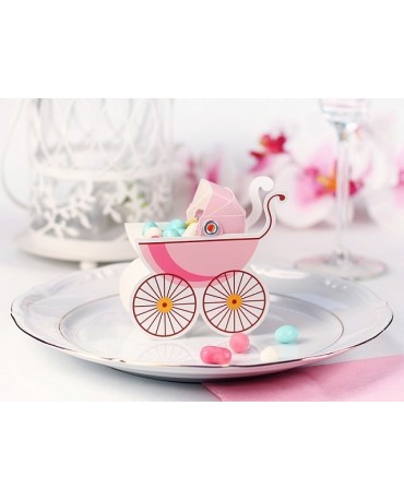 Papierová krabička - ružový kočík 10ks