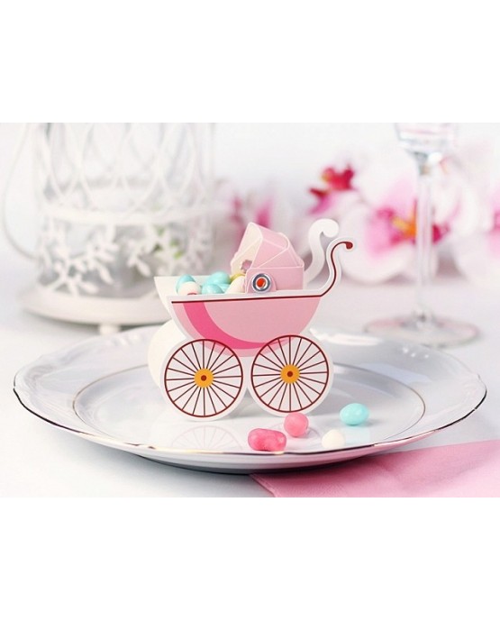 Papierová krabička - ružový kočík 10ks