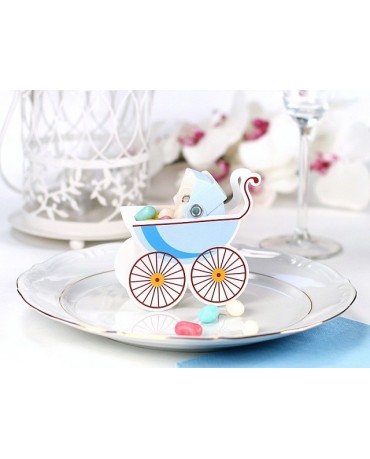 Papierová krabička - modrý kočík 10ks