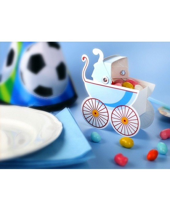 Papierová krabička - modrý kočík 10ks