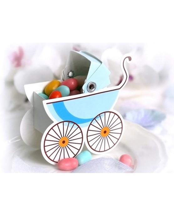 Papierová krabička - modrý kočík 10ks