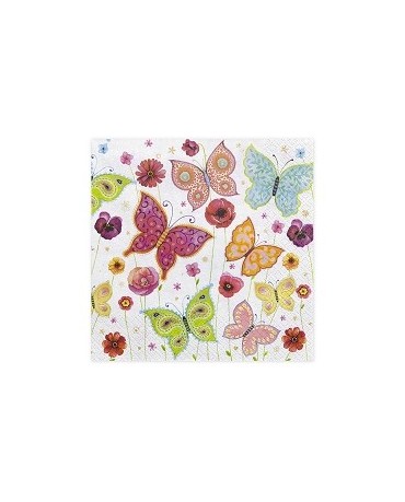 Servítky biele motýle 33x33cm