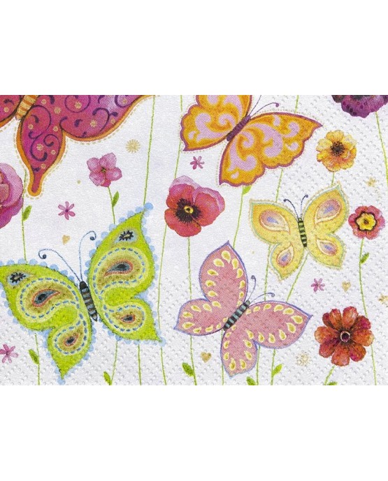 Servítky biele motýle 33x33cm