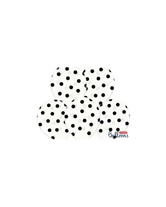 Latexové balóniky biele čierne bodky 10ks 37cm/P22