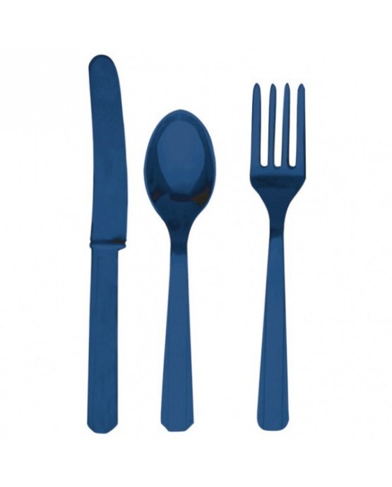 Plastové príbory -tmavomodré 24ks