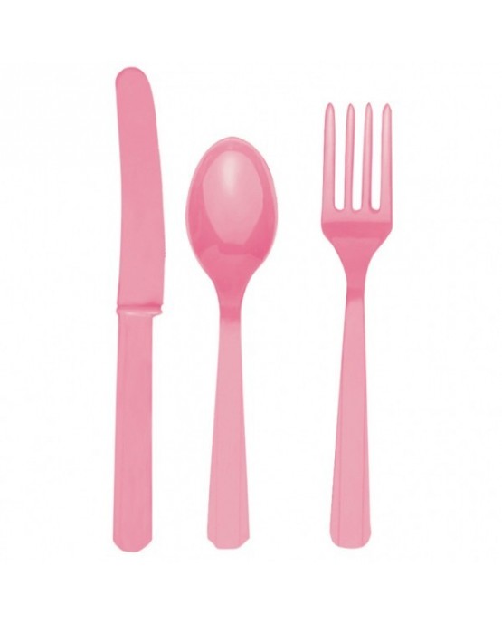 Plastové príbory -ružové 24ks