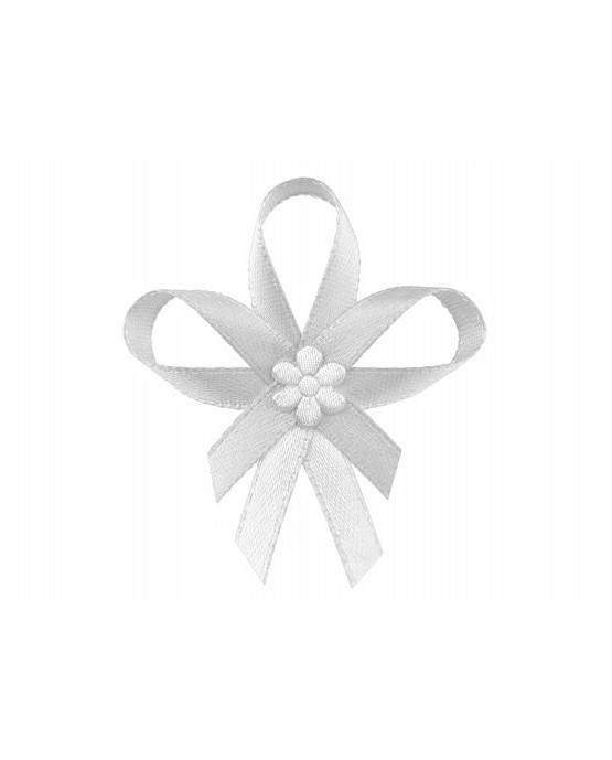 Stužky pre svad. hostí - biele so saténovým kvetom 25ks