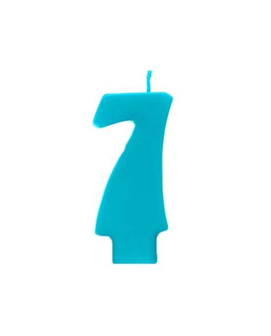 Sviečka - číslo 7 - tyrkysová 6,5cm